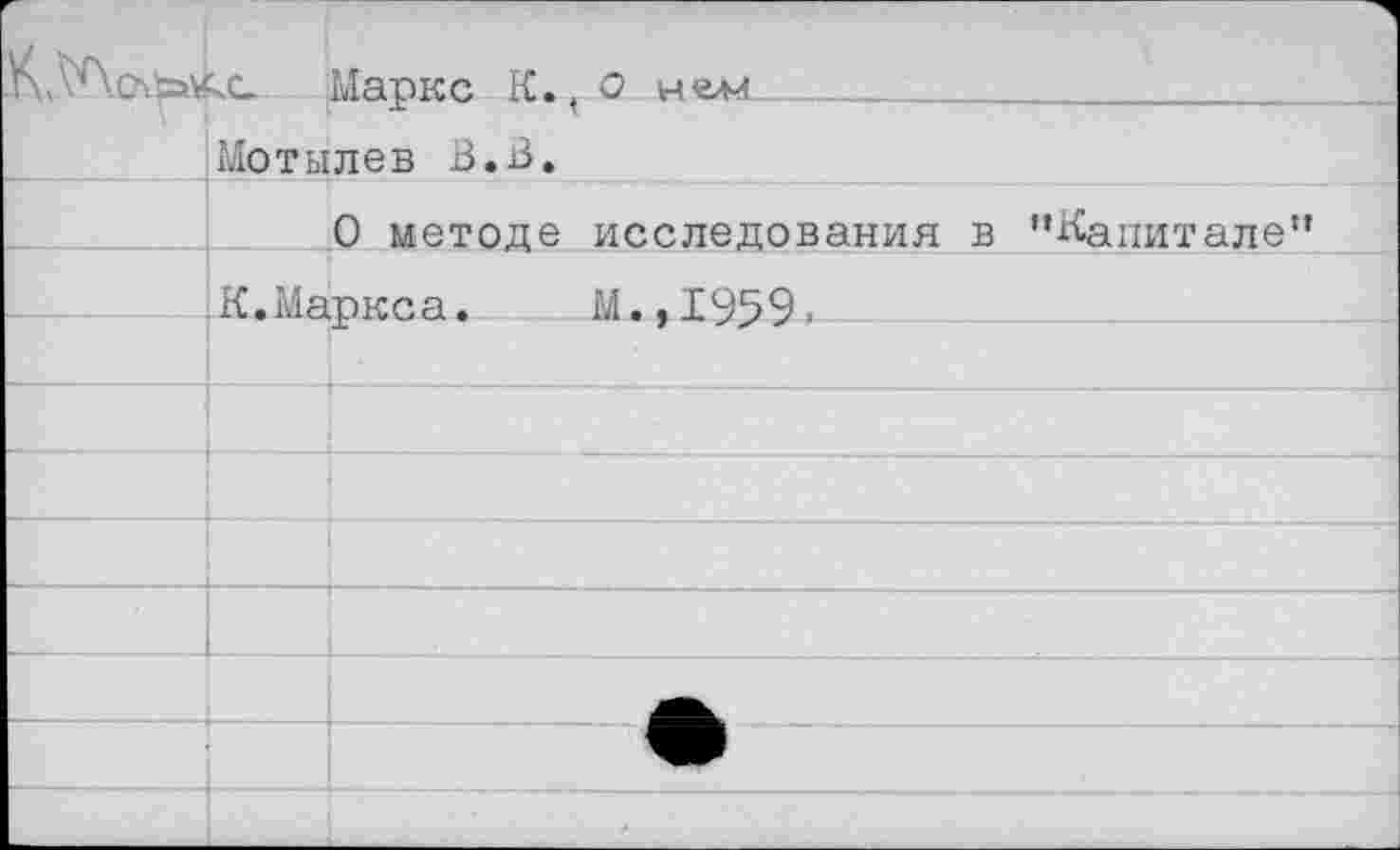 ﻿Маркс К.(о н«л1_
Мотылев В.В.
О методе исследования
К.Маркса. М.,1959»-
"^апитале”